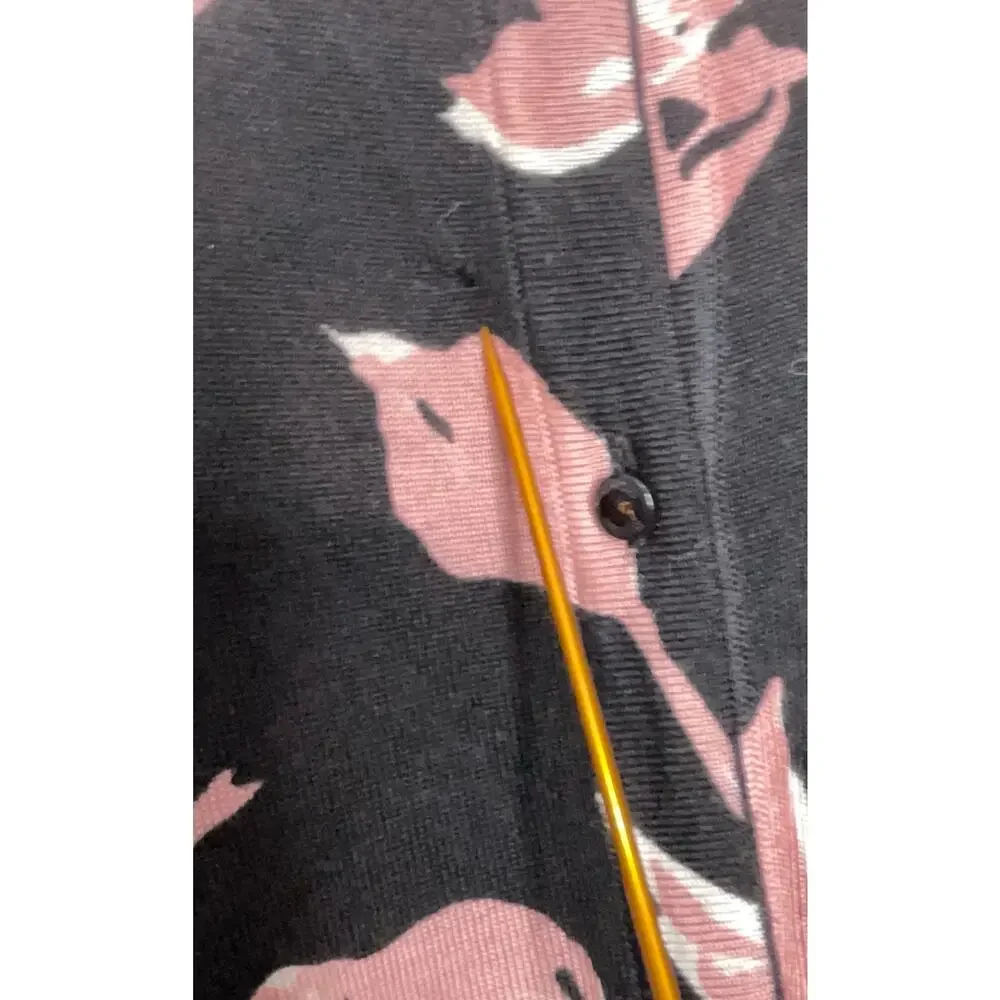 Escada Black Pink Floral Wool Silk Button Front Cardigan Size Medium